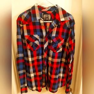 Red And Blue Plaid Button Down Shirt